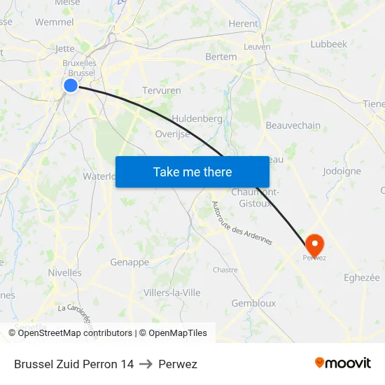 Brussels South Platform 14 to Perwez map