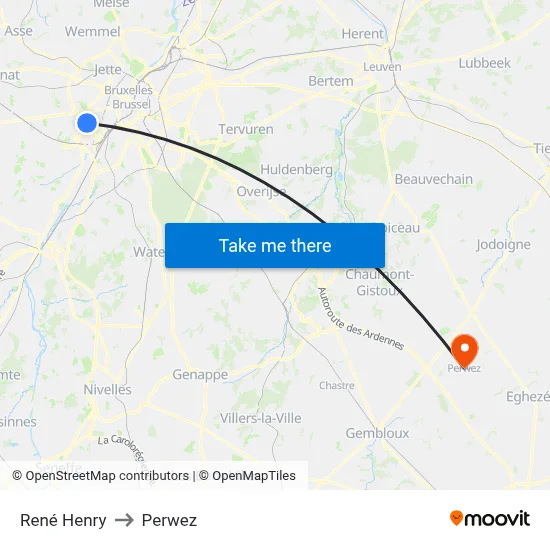 René Henry to Perwez map