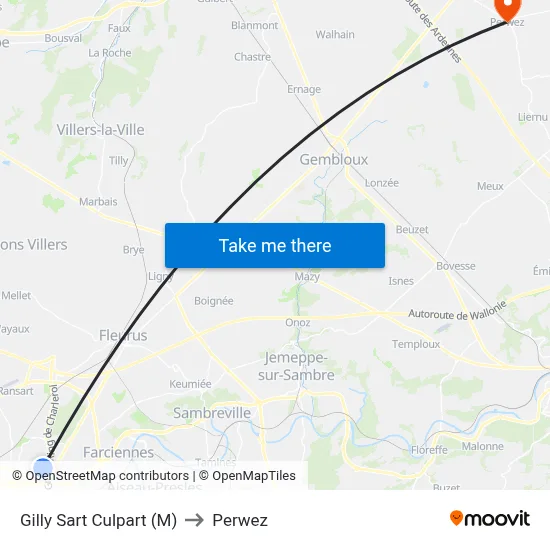 Gilly Sart Culpart (M) to Perwez map