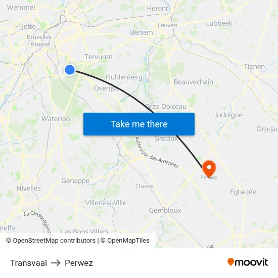 Transvaal to Perwez map