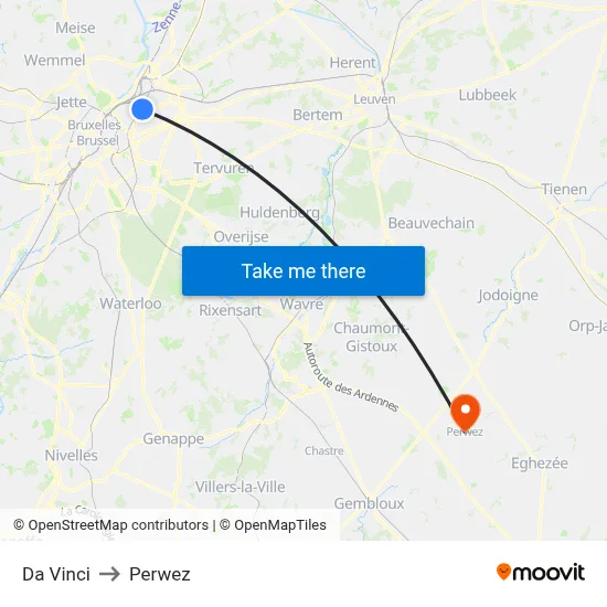 Da Vinci to Perwez map
