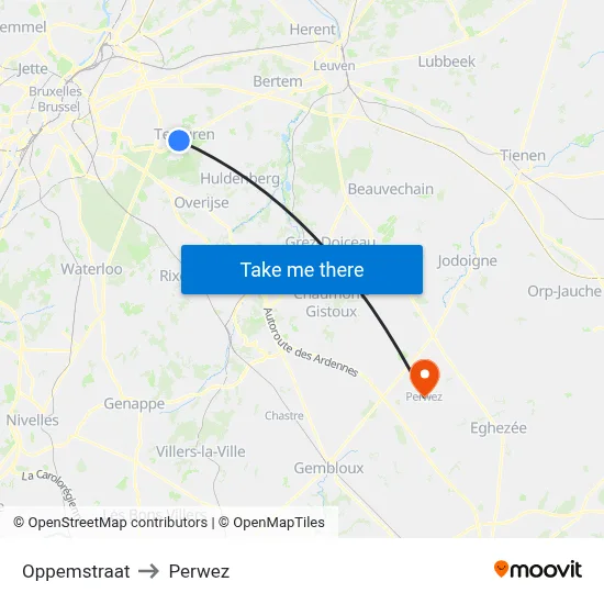 Oppemstraat to Perwez map