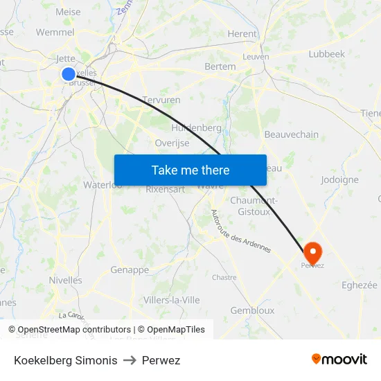 Koekelberg Simonis to Perwez map