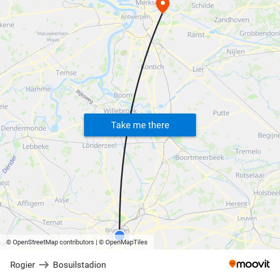 Rogier to Bosuilstadion map