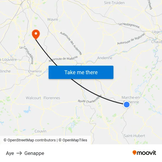 Aye to Genappe map