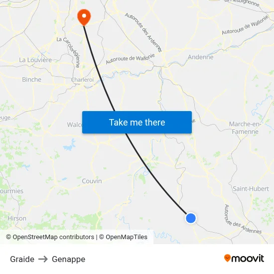 Graide to Genappe map