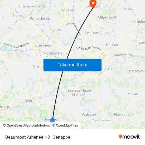 Beaumont High School to Genappe map