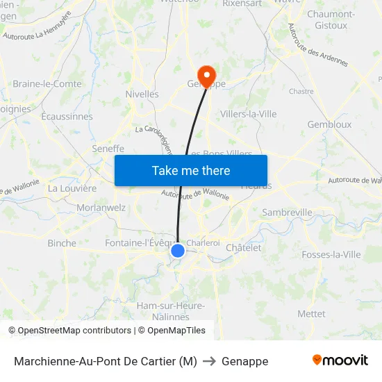 Marchienne-Au-Pont De Cartier (M) to Genappe map