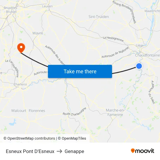 Esneux Esneux Bridge to Genappe map