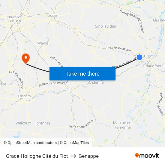 Grace-Hollogne Flot Estate to Genappe map