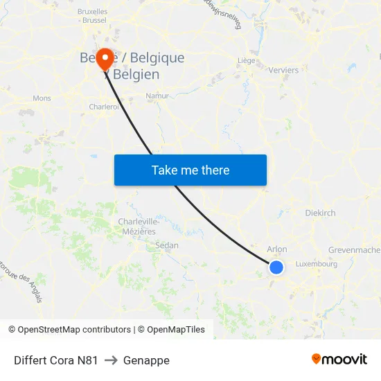Differt Cora N81 to Genappe map