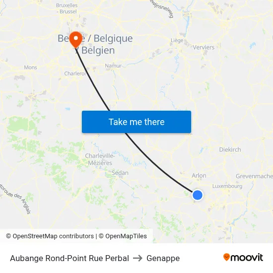Aubange Perbal Street Roundabout to Genappe map
