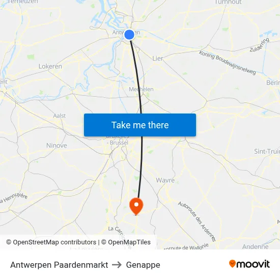 Antwerp Horse Market to Genappe map
