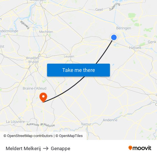 Meldert Melkerij to Genappe map