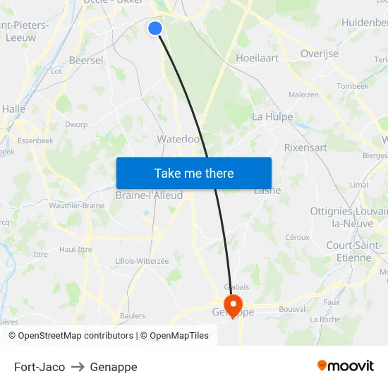 Fort-Jaco to Genappe map