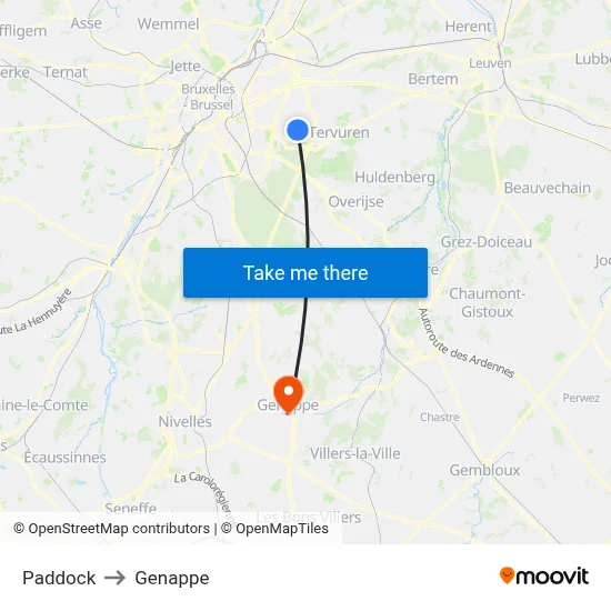 Paddock to Genappe map