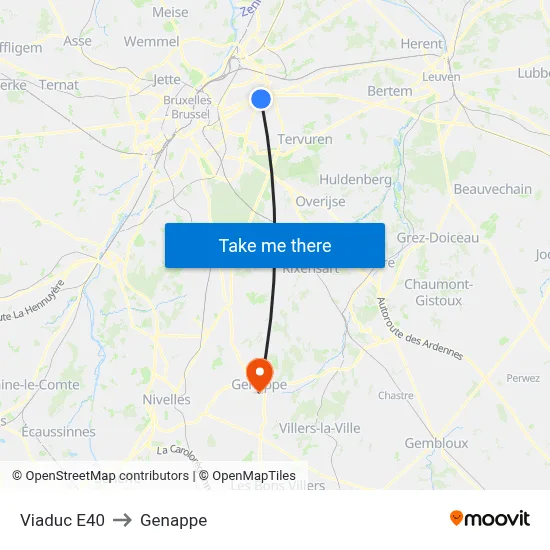 E40 Viaduct to Genappe map