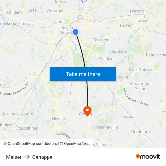 Meiser to Genappe map