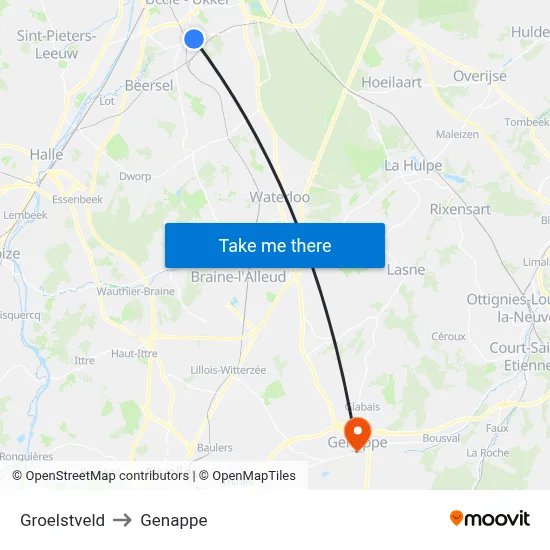 Groelstveld to Genappe map