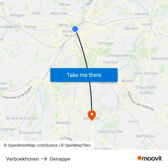 Verboekhoven to Genappe map