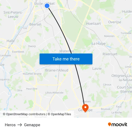 Heros to Genappe map