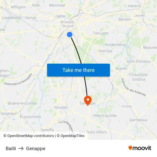 Bailli to Genappe map