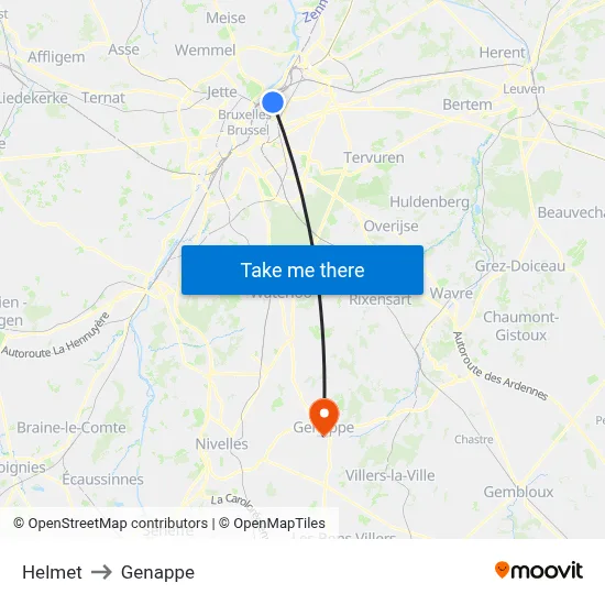 Helmet to Genappe map