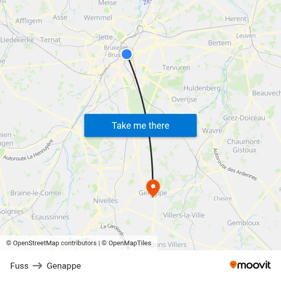 Fuss to Genappe map