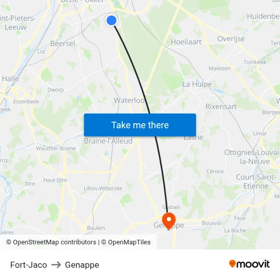 Fort-Jaco to Genappe map