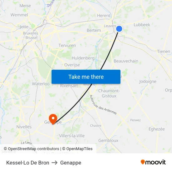 Kessel-Lo The Source to Genappe map