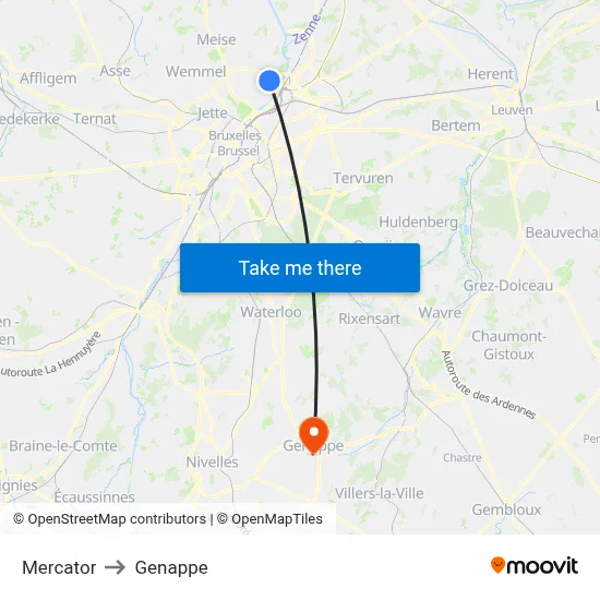 Mercator to Genappe map