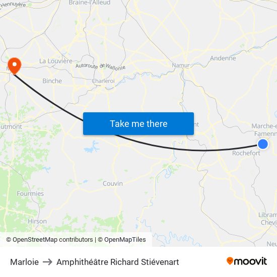 Marloie to Amphithéâtre Richard Stiévenart map