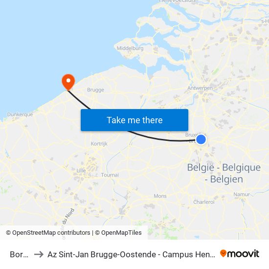 Bordet to Az Sint-Jan Brugge-Oostende - Campus Hendrik Serruys map