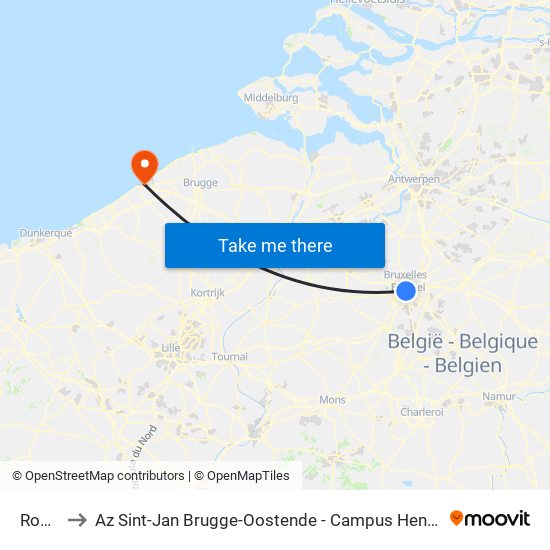Rogier to Az Sint-Jan Brugge-Oostende - Campus Hendrik Serruys map