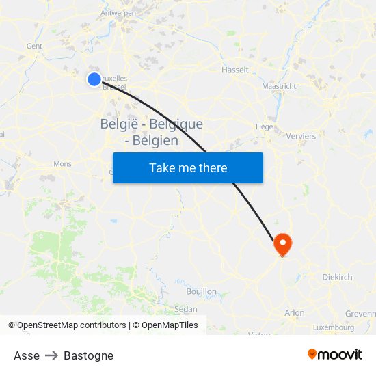 Asse to Bastogne map