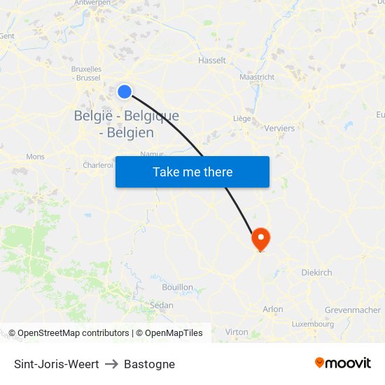 Sint-Joris-Weert to Bastogne map