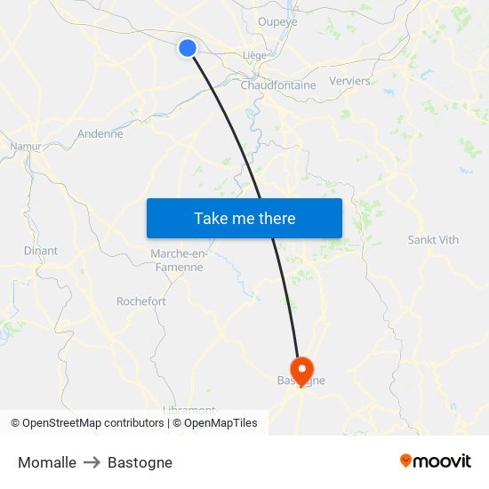 Momalle to Bastogne map