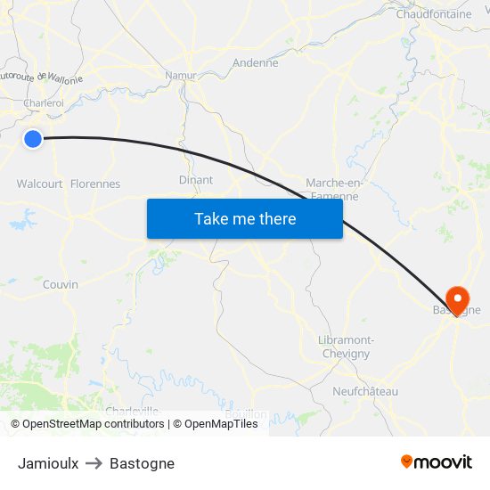 Jamioulx to Bastogne map