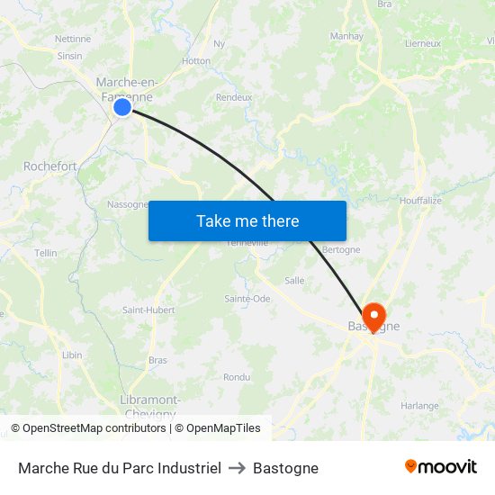 Marche Rue du Parc Industriel to Bastogne map