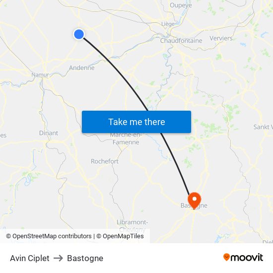 Avin Ciplet to Bastogne map