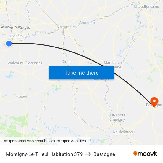 Montigny-Le-Tilleul Habitation 379 to Bastogne map