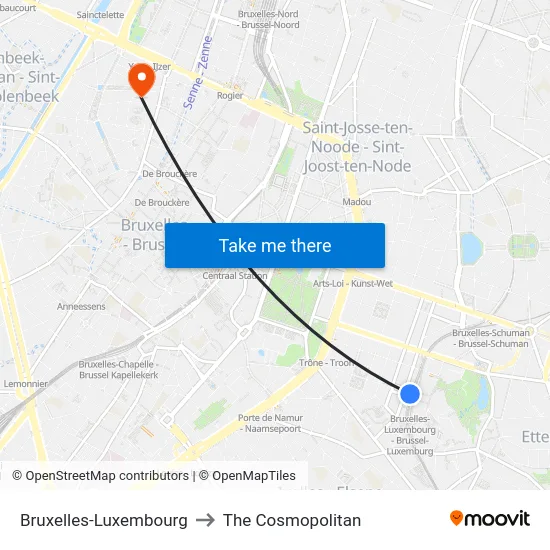 Bruxelles-Luxembourg to The Cosmopolitan map
