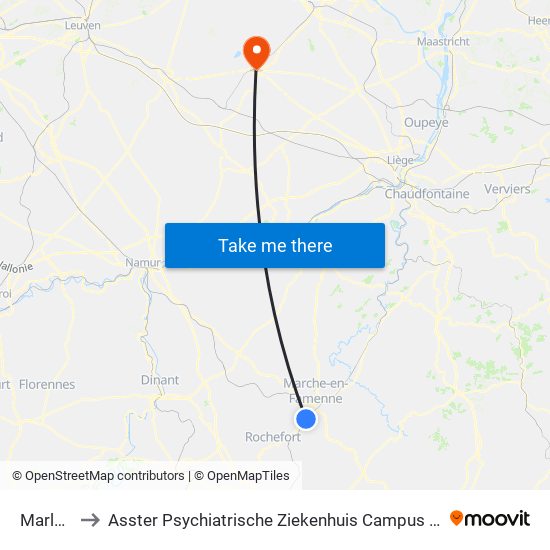 Marloie to Asster Psychiatrische Ziekenhuis Campus Stad map