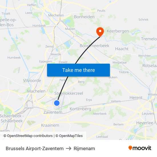 Brussels Airport-Zaventem to Rijmenam map