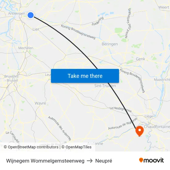 Wijnegem Wommelgemsteenweg to Neupré map