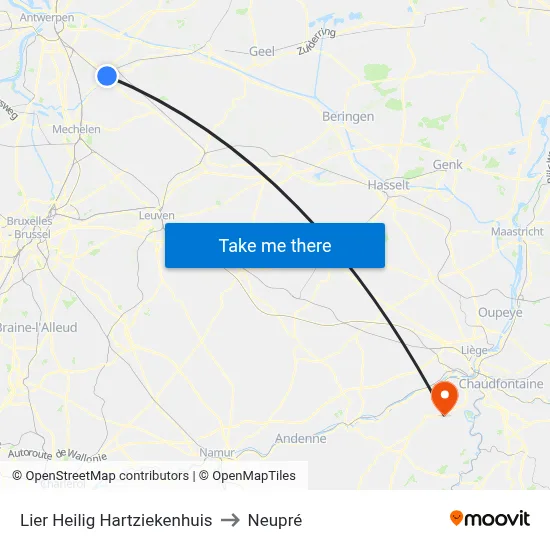 Lier Heilig Hartziekenhuis to Neupré map