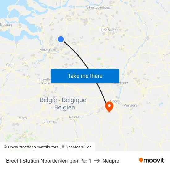 Brecht Station Noorderkempen Per 1 to Neupré map