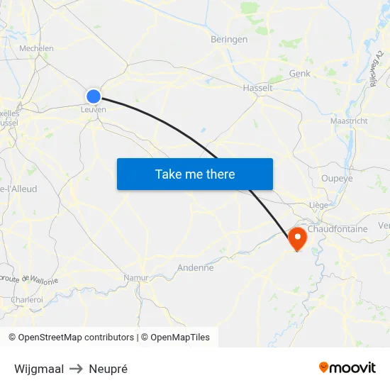 Wijgmaal to Neupré map