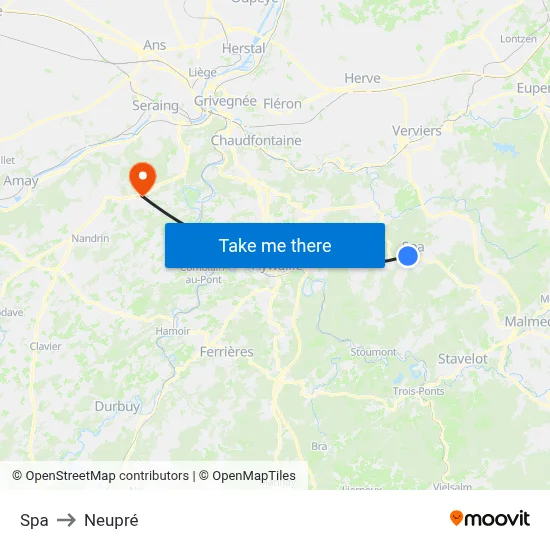 Spa to Neupré map
