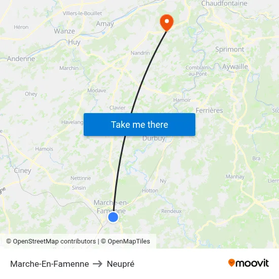 Marche-En-Famenne to Neupré map